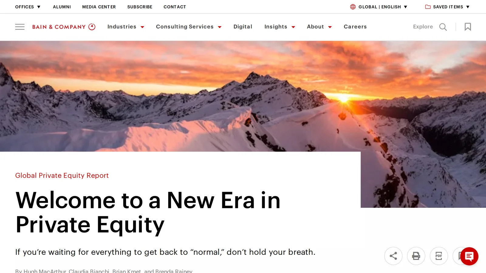 Bain & Company's Global Private Equity Report 2026, titled Welcome to a New Era in Private Equity
