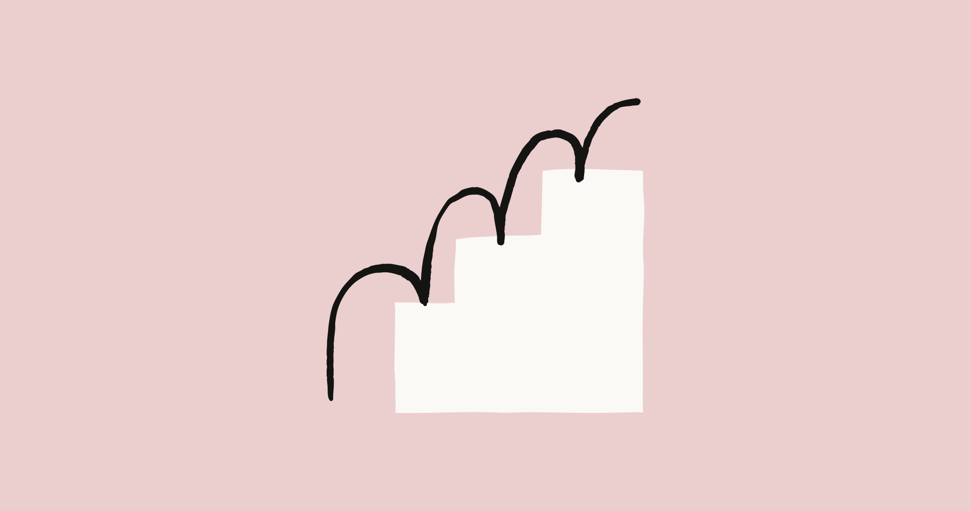 Anthropic's illustration for its Series H announcement, a hand-drawn line bouncing up a rising set of steps