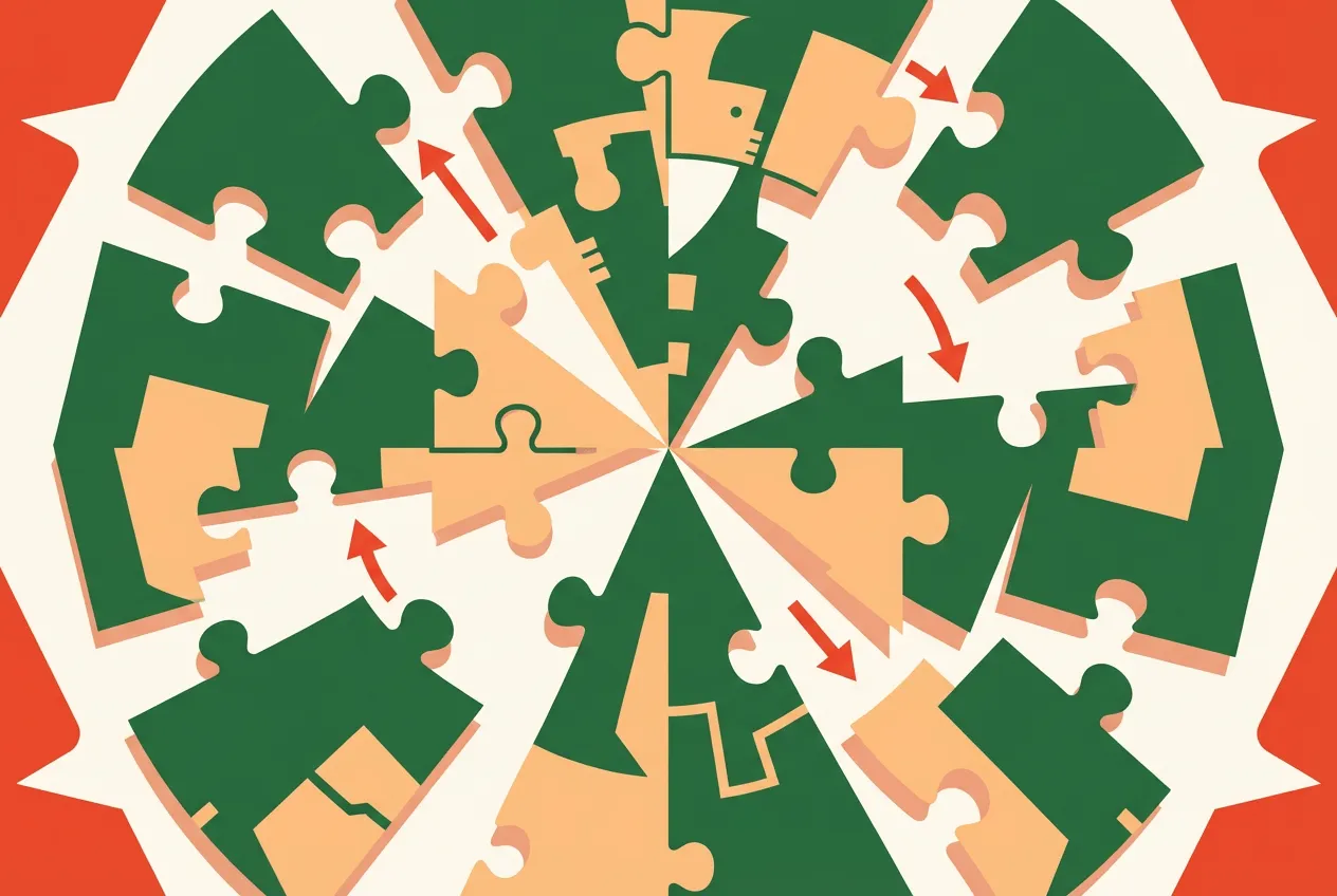Diagram of the split-and-merge pattern. An orchestrator splits a large task, sub-agents work in parallel, and the orchestrator merges results into a single deliverable.