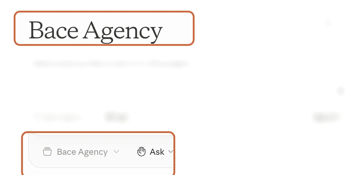 Bace Agency Claude Project screenshot with other screen details blurred