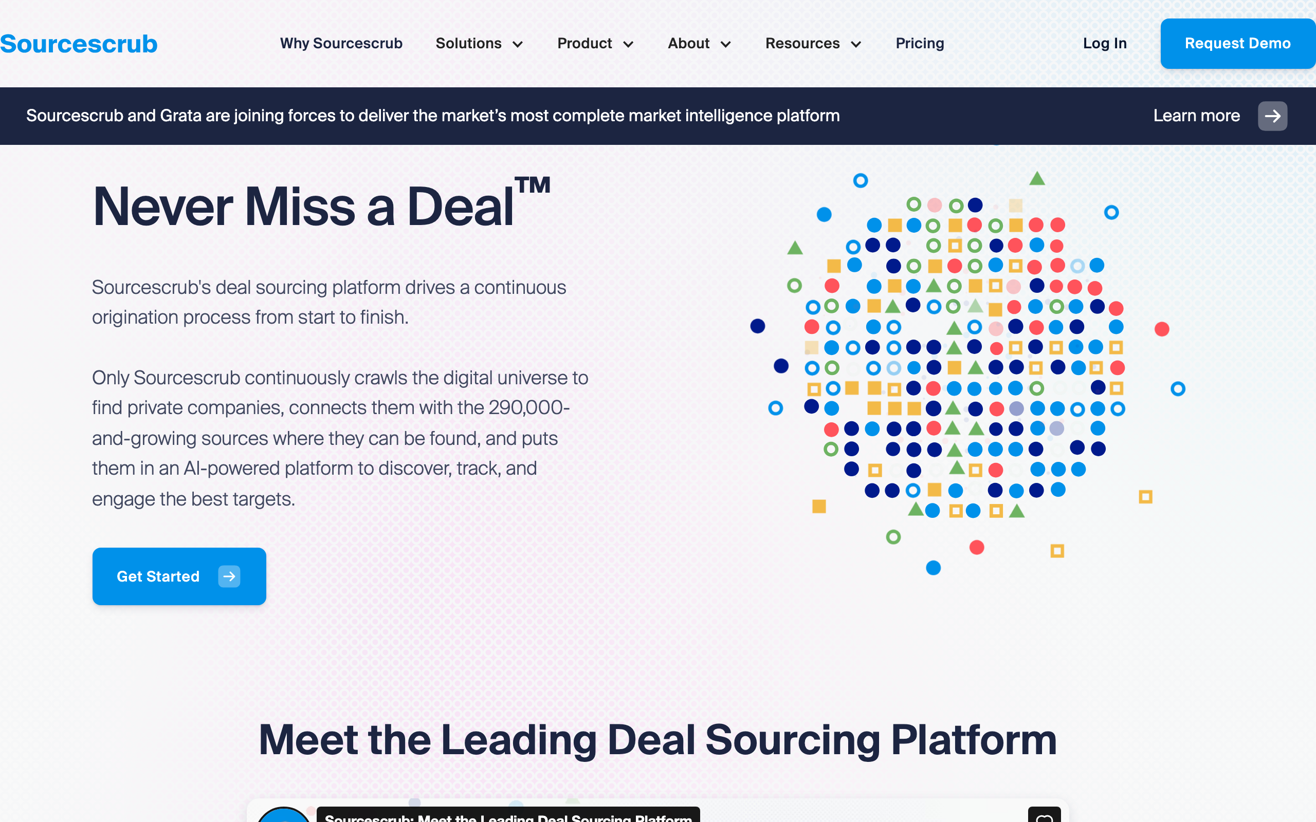 Sourcescrub deal-sourcing and market-intelligence platform, the kind of system middle-market PE firms can adopt to replicate the front end of a megafund's sourcing engine