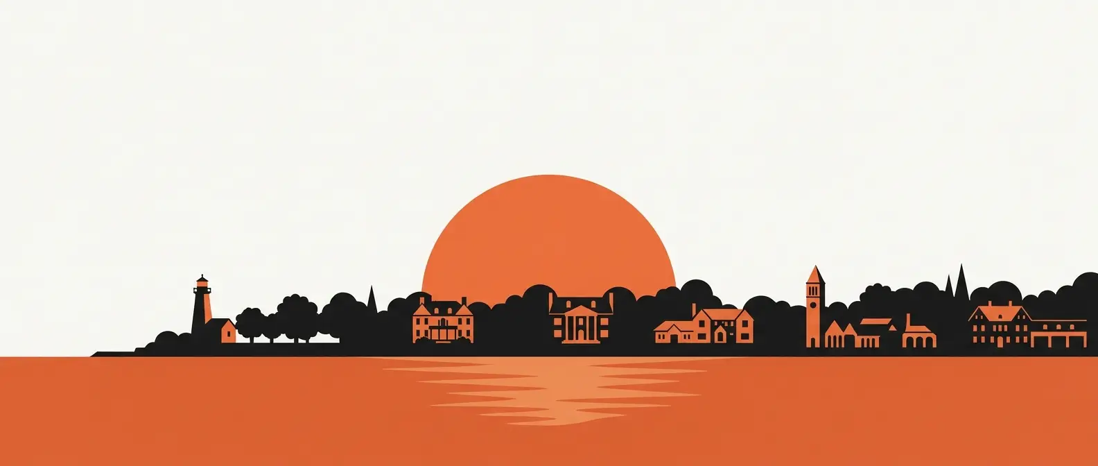 Chicago North Shore lakefront illustration